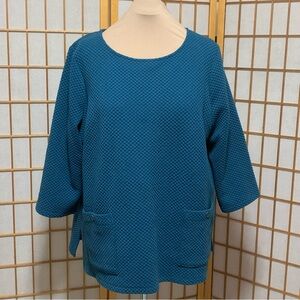Coldwater Creek teal, waffle-weave tunic, size 3X.
